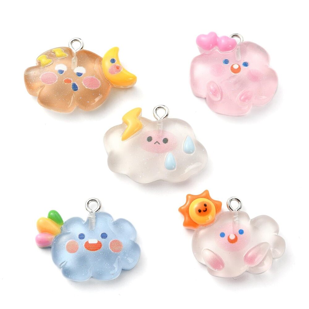 8847 25Pcs 5 Styles Flatback Cloud Charms Cute Weather Theme Sunny Rain